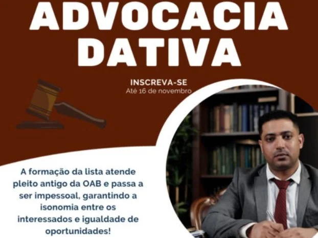 Prazo para inscrição em listagem de defensores dativos encerra nesta terça-feira, 16; confira edital