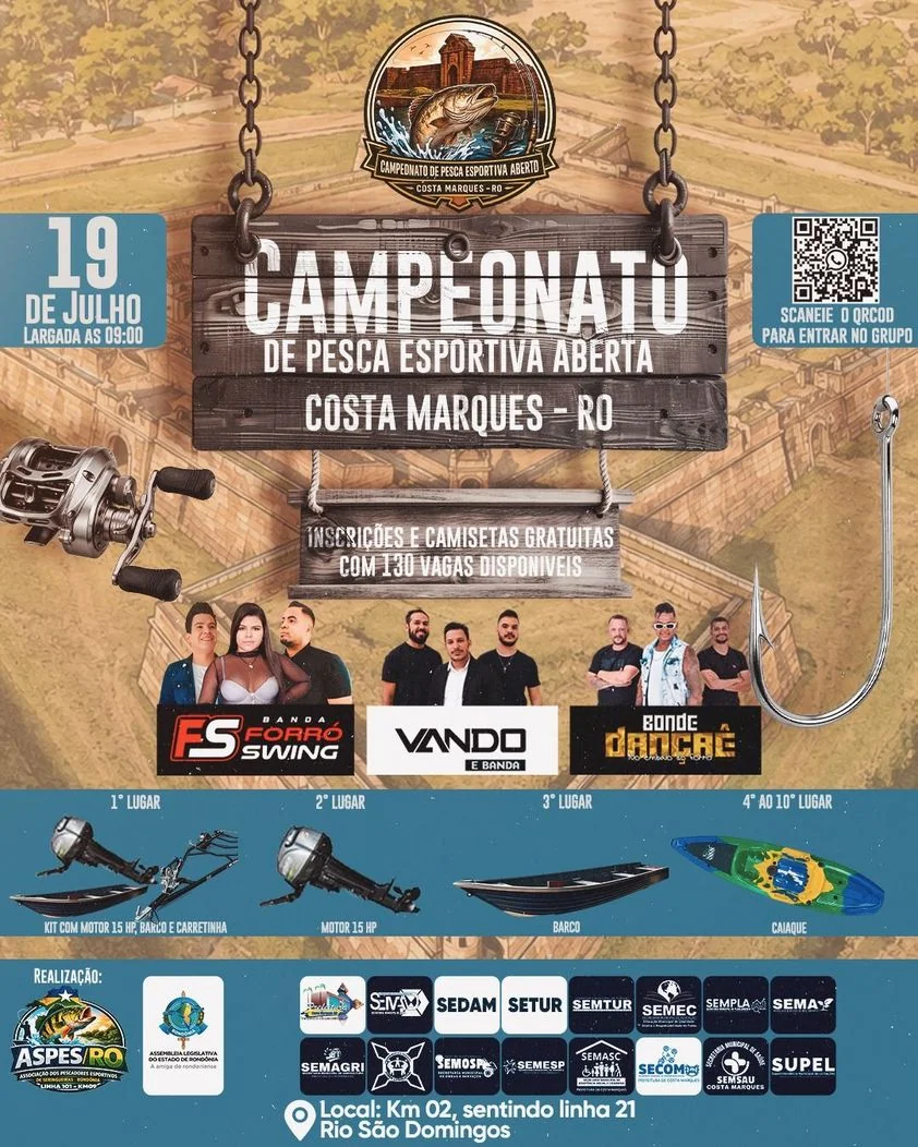 Neste fim de semana, Costa Marques recebe Campeonato de Pesca; confira a programação!