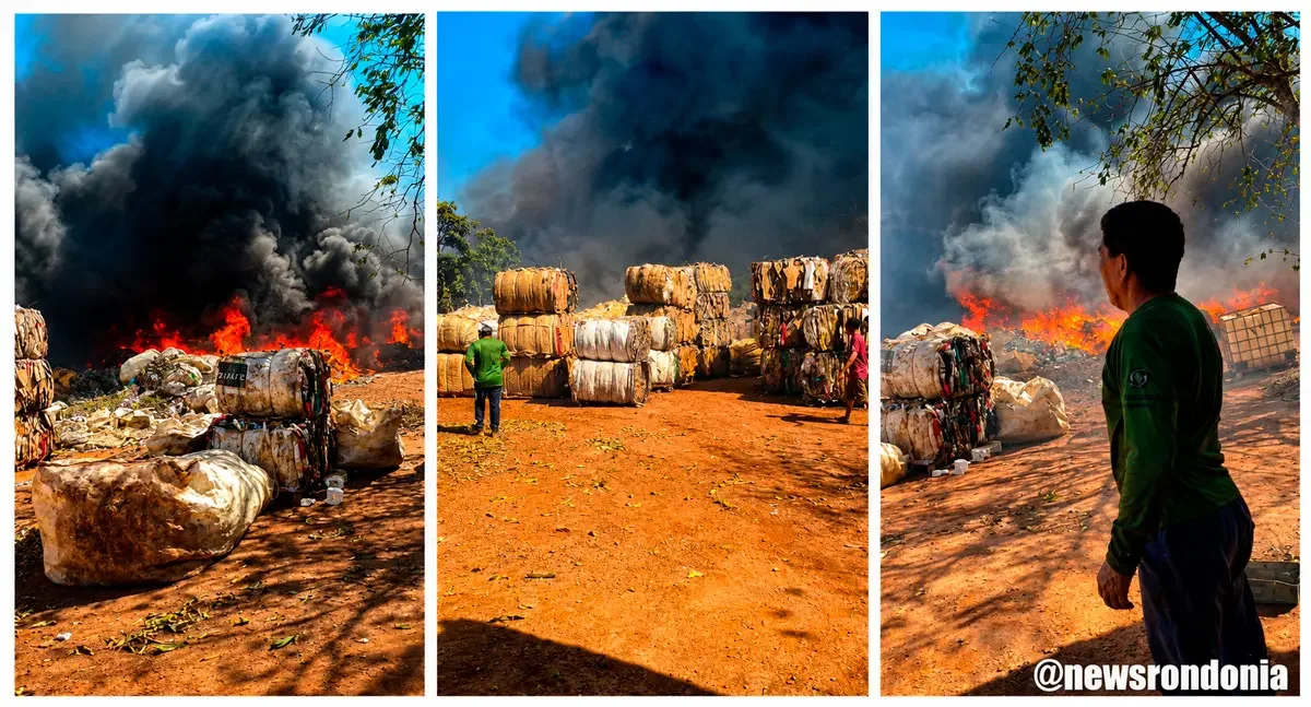 Incêndio atinge cooperativa de catadores e provoca prejuízos em Porto Velho