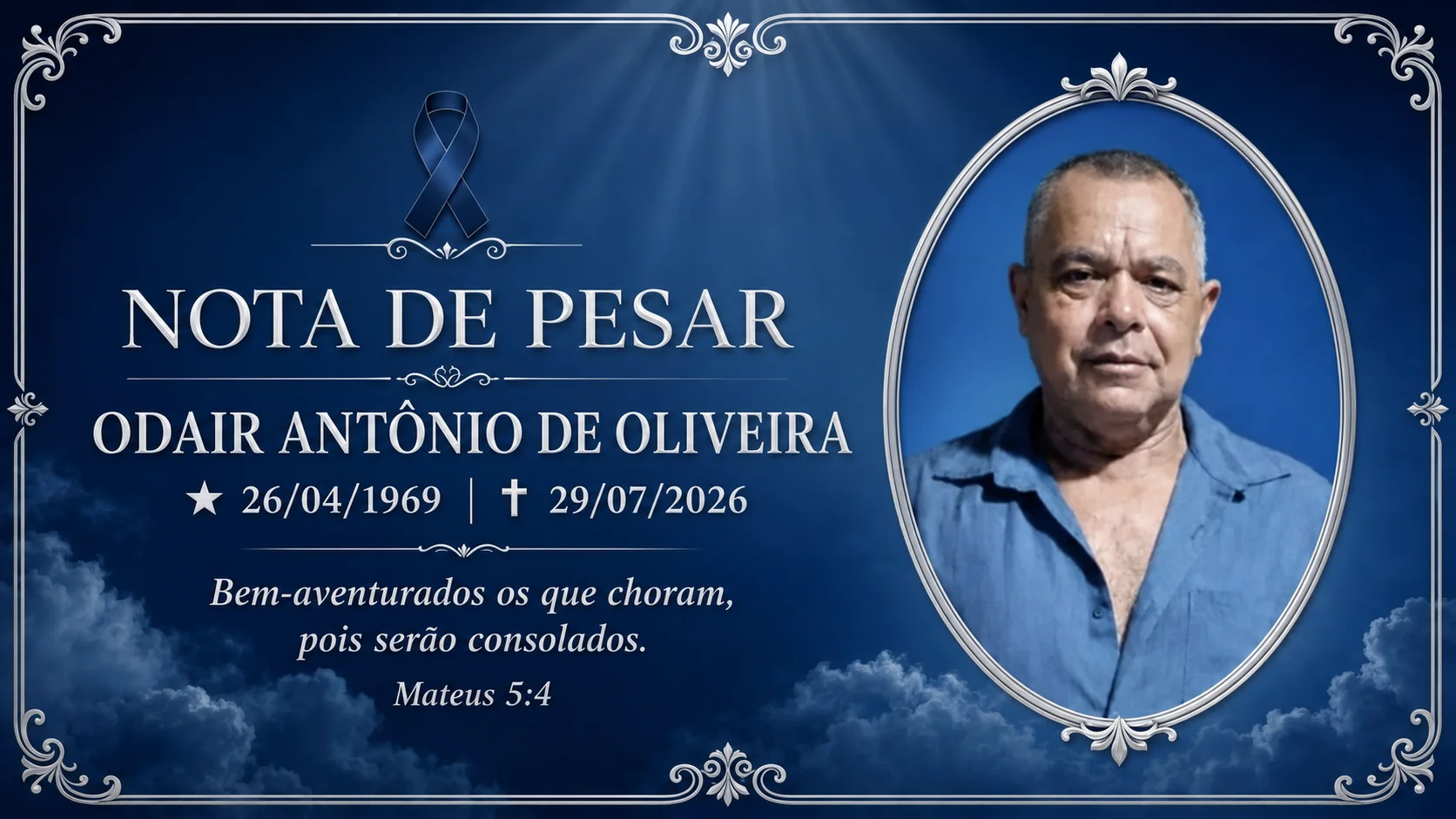 Nota de pesar pelo falecimento de Odair Antônio de Oliveira