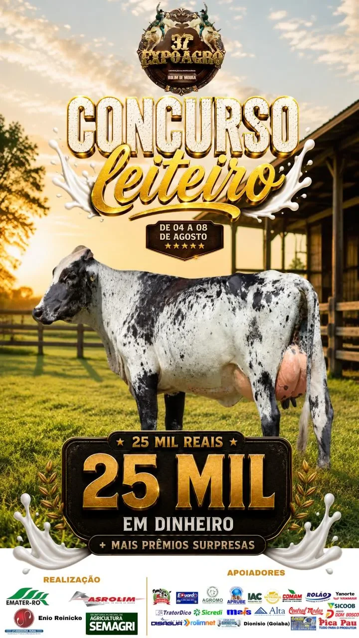 Concurso leiteiro da 37ª Expoagro terá R$ 25 mil em premiação em Rolim de Moura