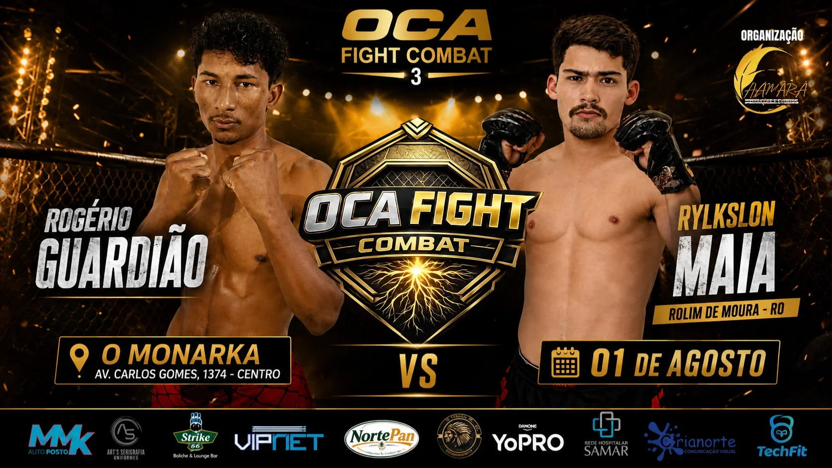 RYLKSLON MAIA BRILHA NO OCTÓGONO: Atleta de Rolim de Moura vence por nocaute técnico no OCA Fight Combat 3, ASSISTA