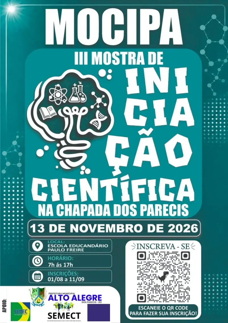 Ciência em destaque: III MOCIPA reunirá jovens pesquisadores em Alto Alegre dos Parecis