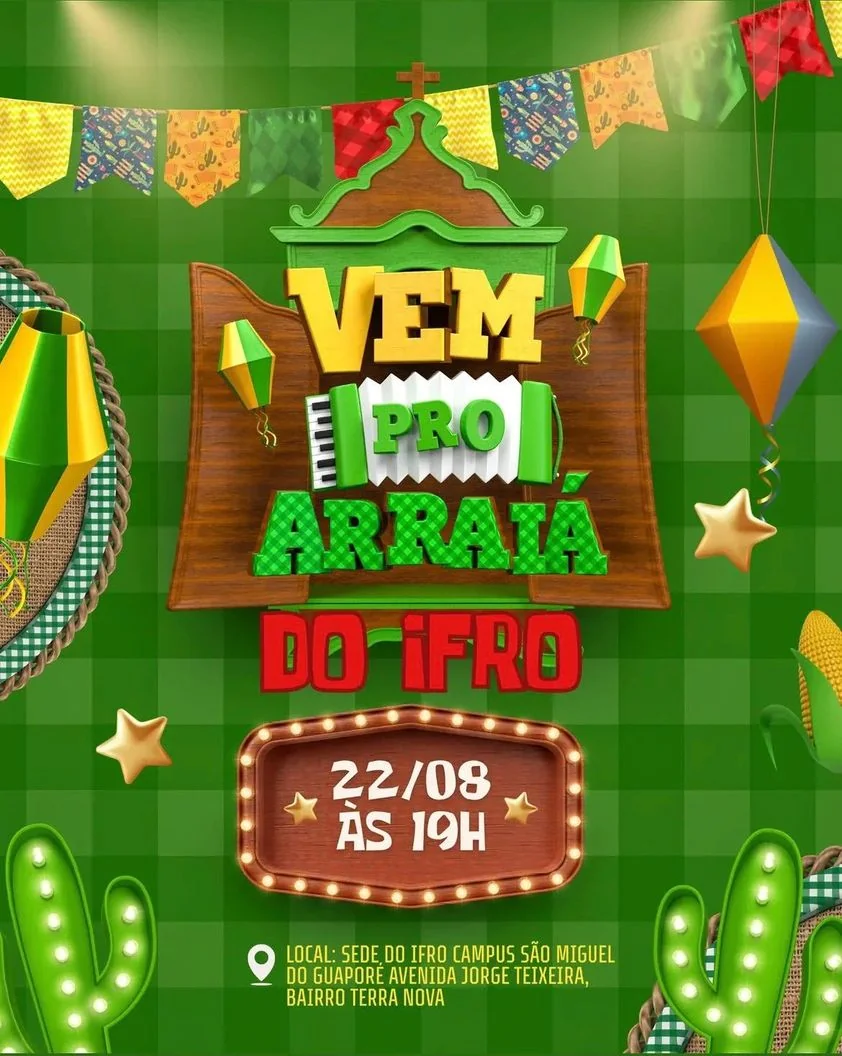 Arraiá do IFRO São Miguel terá música ao vivo, dança, sorteios e brincadeiras