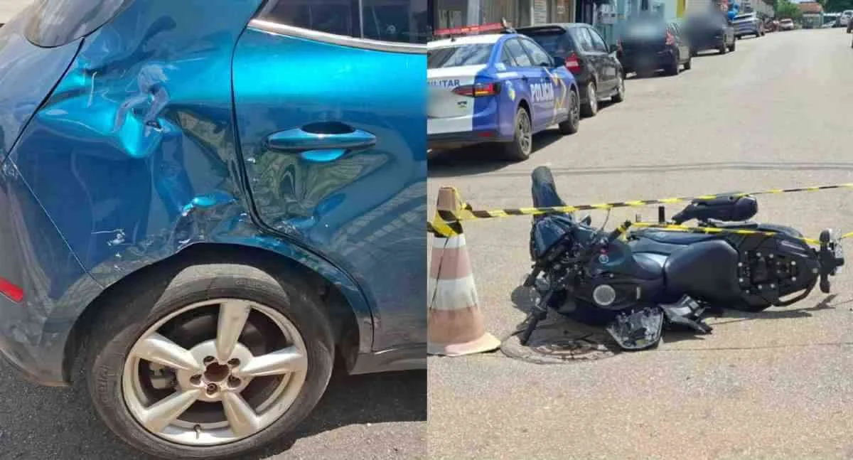 Motociclista fica ferido após colisão com veículo elétrico no Centro