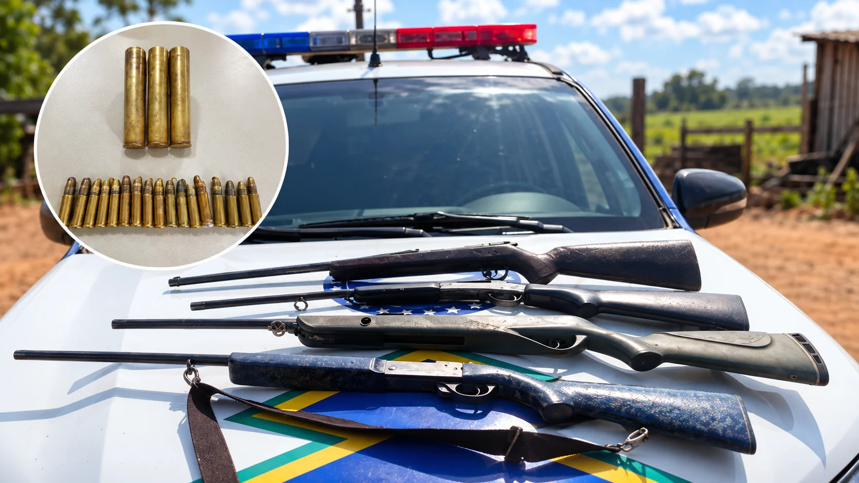 Polícia Militar prende dois homens e apreende quatro armas de fogo na zona rural de Parecis