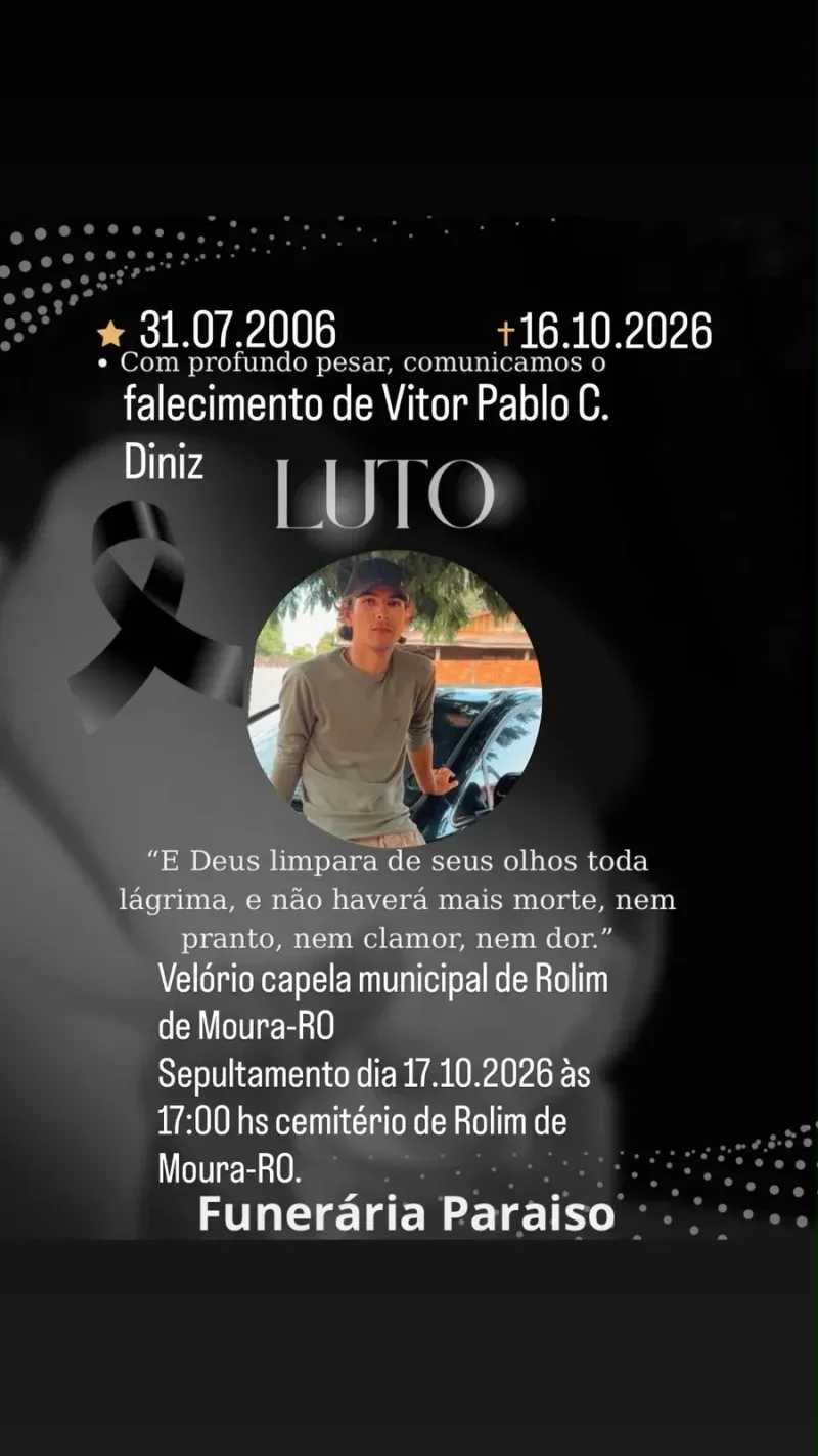 Nota de pesar pelo falecimento de Vitor Pablo Diniz