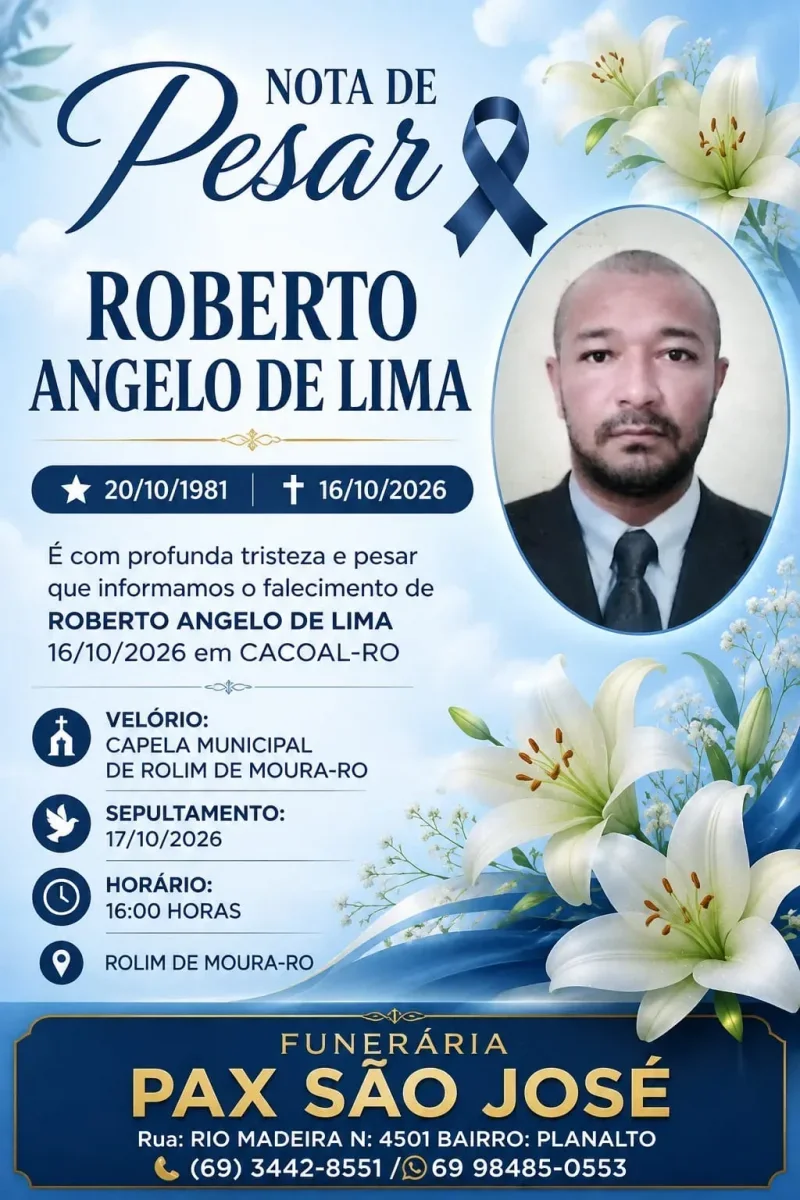 Nota de pesar pelo falecimento de Roberto Angelo de Lima