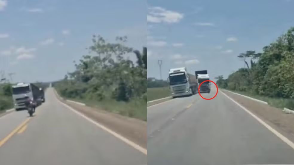 Motociclista faz zigue-zague na pista e morre após ser atingido por caminhão boiadeiro em RO