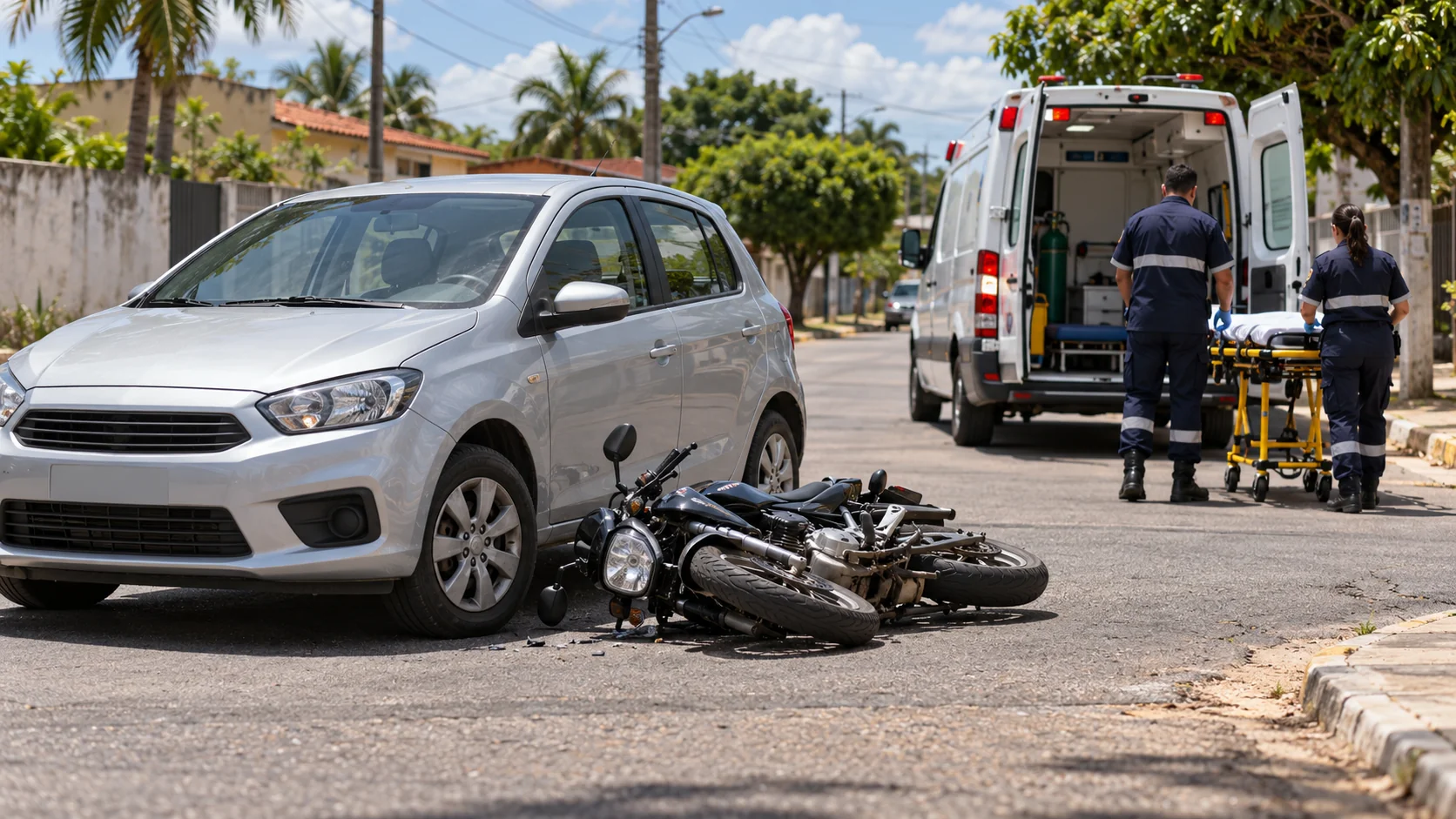 JI-PARANÁ: Colisão entre carro e moto deixa motociclista ferido